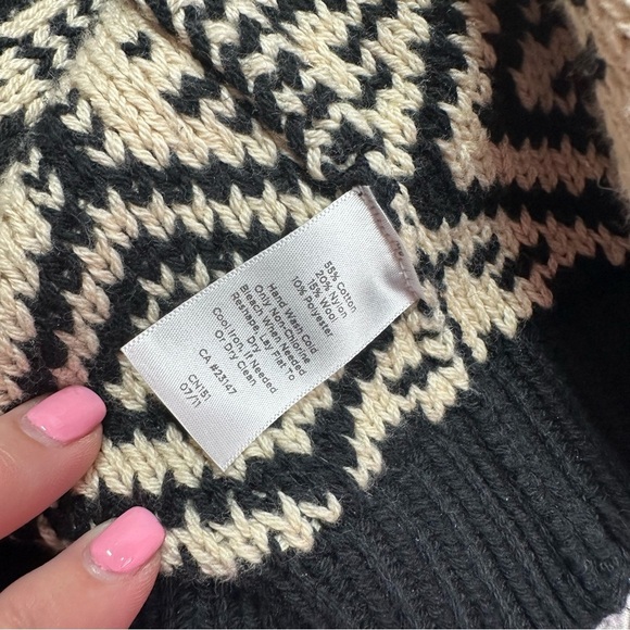 Talbots petites Black Cream Cardigan Sweater cotton wool blend Shawl Collar S - Picture 7 of 7